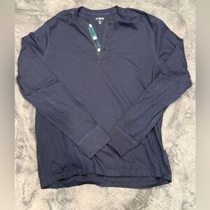 J. Crew Dark Blue Long Sleeve Shirt with Plaid Accent